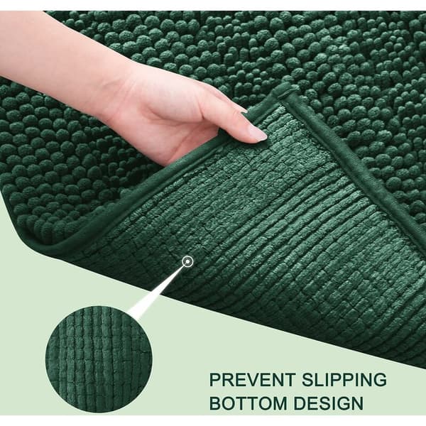 Absorberende blød chenille mikrofiber badeværelsesmåtte 50x80cm Maskinvaskbar lang & kort luv bademåtte (tealgrøn)