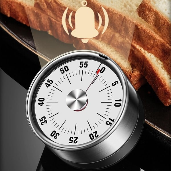 Mekanisk timer Miljøvenlig rustsikker rustfrit stål Manuel tidsmåler vækkeur til hjemmet Sort