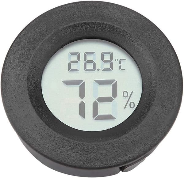 1 stk sort rund indbygget elektronisk digital temperatur- og
