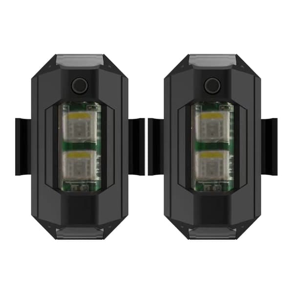 2 stk. Drone Strobelys 7 Tilstande Ultralet Nem Installation Micro USB Drone Navigationslys til Cykel Bil Motorcykel