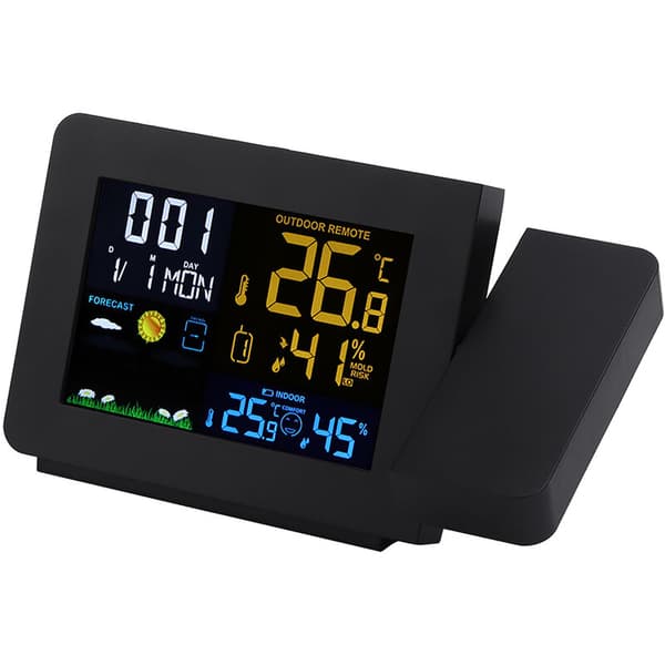 Multifunctional Electronic Alarm Clock with Color Screen Projection EU Plug 230-240V Black