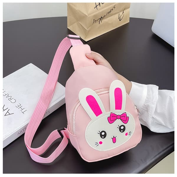 Pink Sling Backpack, Small Backpack for Girls, Kawaii Bag, Lightweight Canvas, Adjustable Shoulder Strap, Zipper