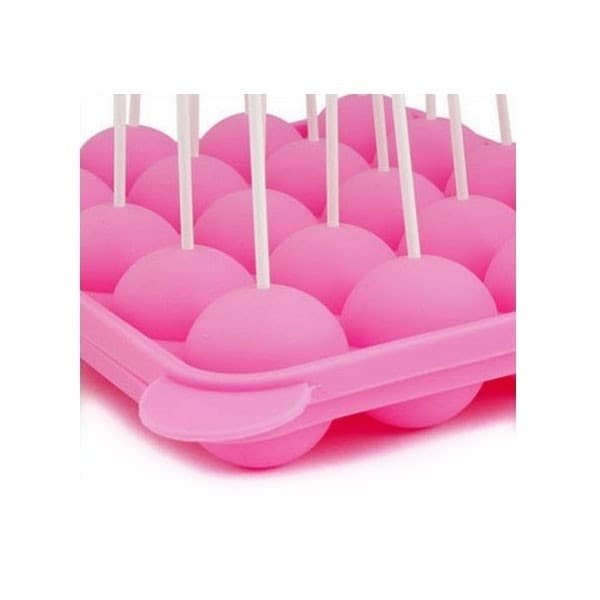 Cake Pops Silikoneform 2 Dele Med Pinde Form Klubber Pinde Bageform Rosa Rosa pink