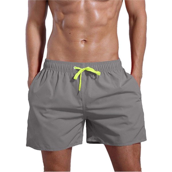 Badbyxor för män Quick Dry Beach Shorts med fickor grey