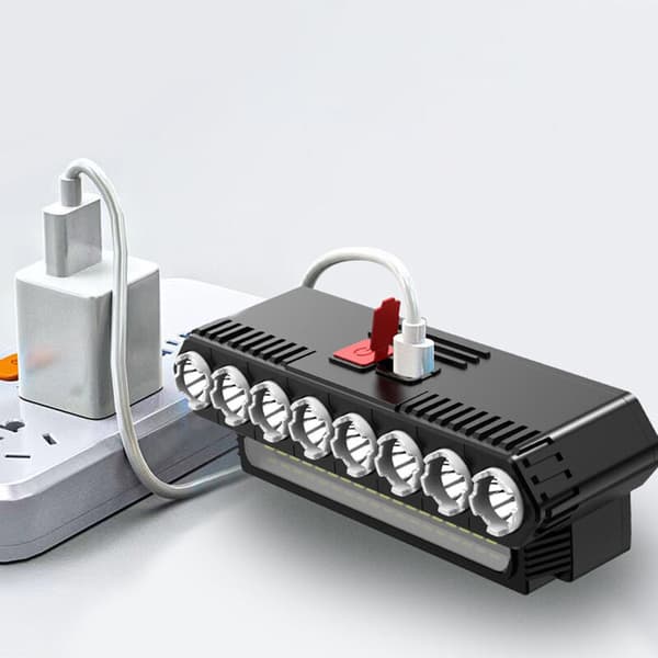 Dual Light Source LED Headlamp USB Rechargeable Outdoor Lighting Waterproof and Powerful Head-Mounted Headlamp, 10LED