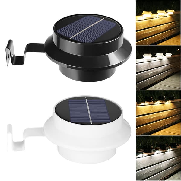 Vita solcelle gjerdelamper, solcellelamper for uteplass, hage, gjerde