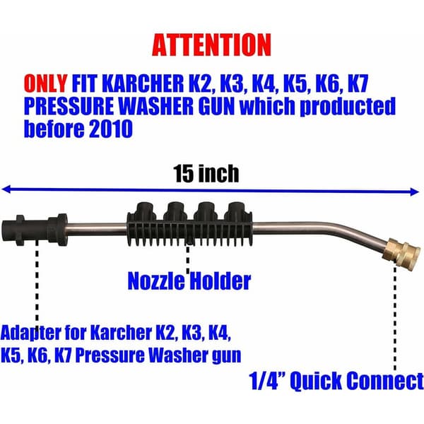 Pressure Washer Extension Wand with Adapter, Replacement Lance, Only Compatible with Kärcher K2 K3 K4 K5 K6 K7 15\"