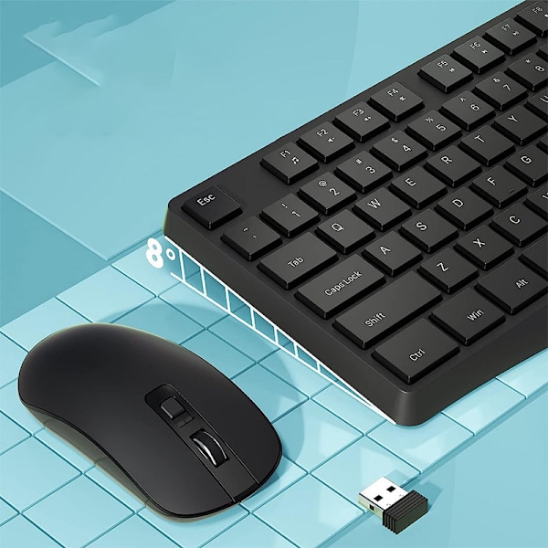 CS7200G 2.4G trådløst tastatur/mus velegnet til erhvervskontor med energibesparelse (batterier er ikke inkluderet og skal købes ved ankomst) Keyboard and mouse set