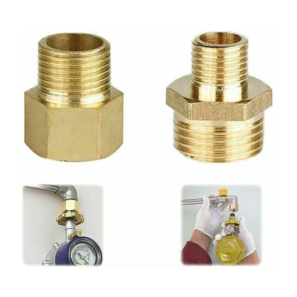 Gasadapter koppar gasslangadapter gasflaskeanslutningsadapter 2st