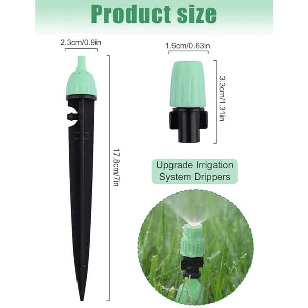 Irrigation Drippers with Coupling, 20 Pieces 360 Degree Adjustable Water Flow Sprinklers 2 in 1 Drip for Drip Irrigation System (Green)