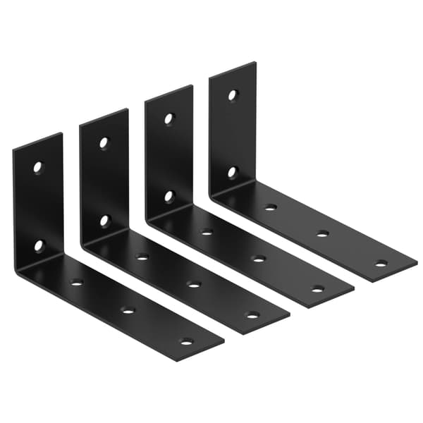 4-pack svarta hyllkonsoler, 7 tums L-konsoler