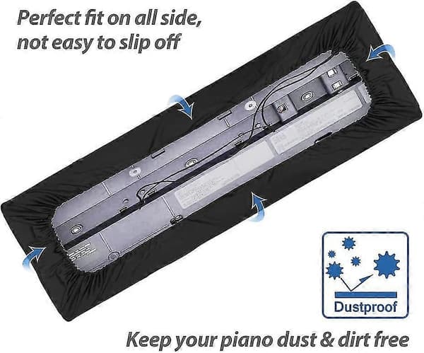 Keyboard Dust Cover, Dustproof Protective Cover for 88-Key Electronic Piano Keyboard (Black) Starlight