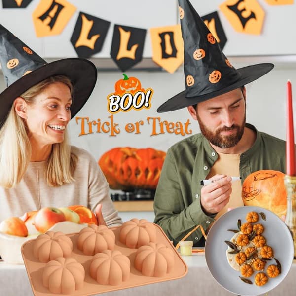 3D Græskar Silikonekageforme, Efterårskageforme, Silikoneforme til Thanksgiving, Halloween, Jul, Slik, Bagning, Kage, Chokolade