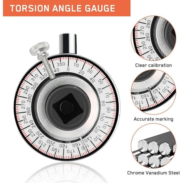 Adjustable Angle Torque Gauge 1/2 \" 360° Adjustment with 16 \" Flexible Arm Strong Magnet 1-Pack