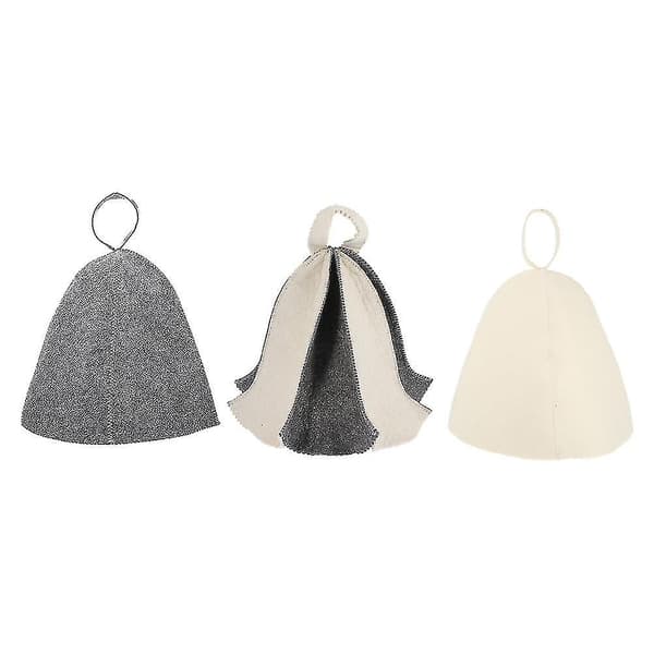 3 stk. fortykkede filthatte til badstue, hodebeskyttelse, hatter til badstuedamprom