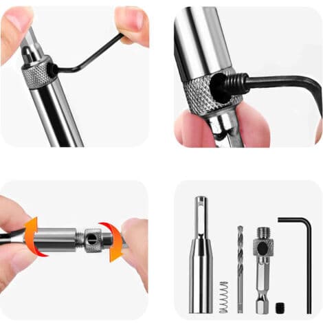 Self-Centering Hinge Drill Bit Set, 16 Pcs, Hole Drilling Tool for Woodworking, Adjustable Door and Window Drills
