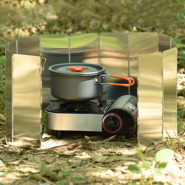 Camping Stove Windscreen 16 Plates Foldable Outdoor Kitchen Windshield Camp Stove Wind Guard