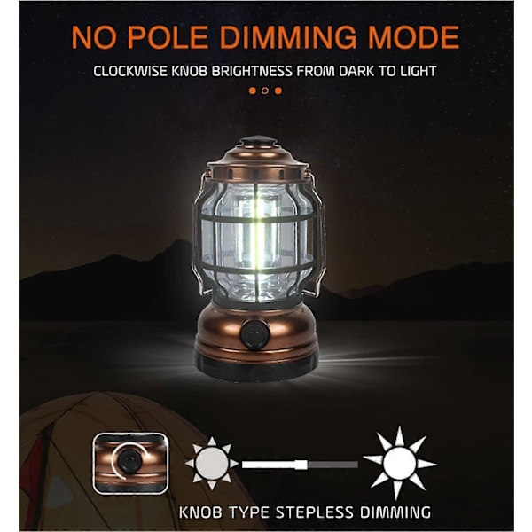 Bærbar retro LED-campinglampe - Bærbar campinglampe - Utendørs campinglykt - Bærbar campinglampe - Nattlampe (rød) A
