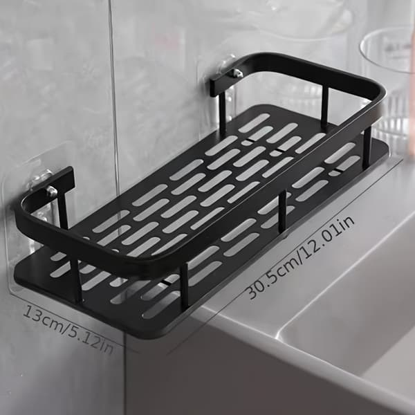 Wall-Mounted Shower Caddy with Large Capacity, Drill-Free Floating Shelf for Bathroom and Kitchen