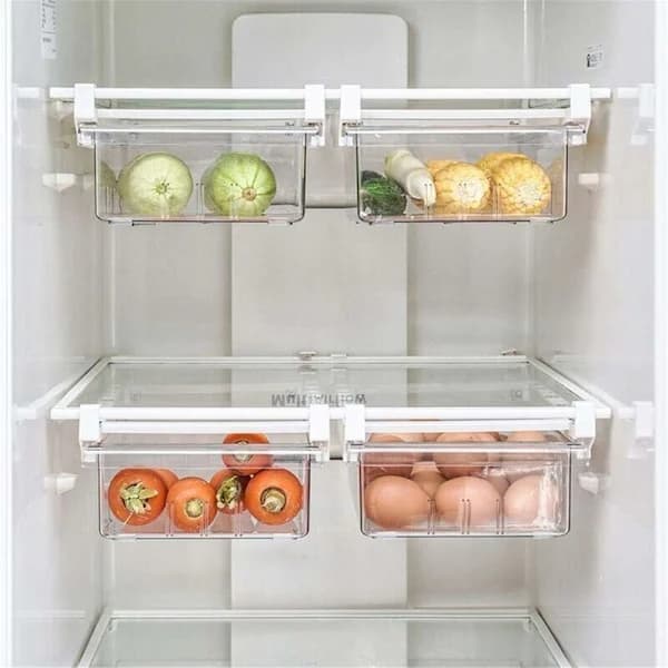 Refrigerator Storage Box, Pull-out Refrigerator Drawer, 1 Compartment Refrigerator Divider Clear Storage Box