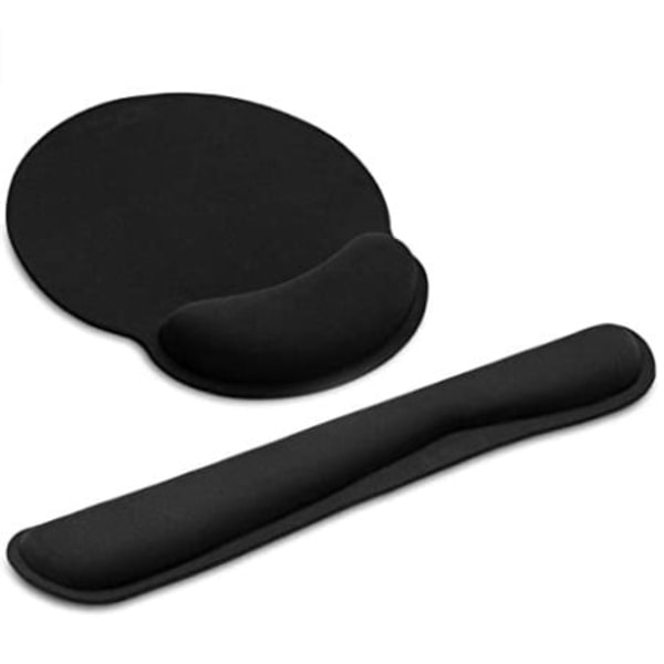 Tangentbordshandstödsmusmatta Handstödsdynor för tangentbord och mus, Ergonomiskt minnesskumhandstöd Svart