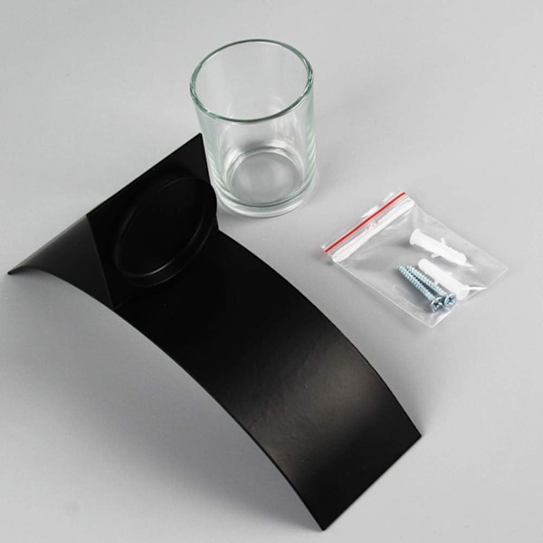 2 stk Moderne Vegglysestaker i Jern med Glasskopp, Vegglysestakesett av To, Svart Metall