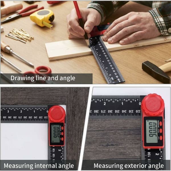 Ruler Measuring Tool (300mm), Digital Angle Ruler, Protractor, Inclinometer, Electronic Goniometer, with Large LCD Screen