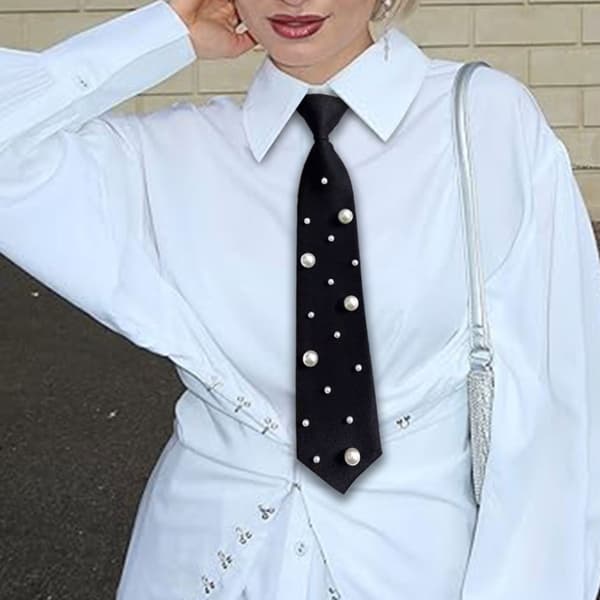 Sort Forbundet Slips Parret med Ensartet Slips, Elegante Slipsfester, Danse og Banketdates (Sort)