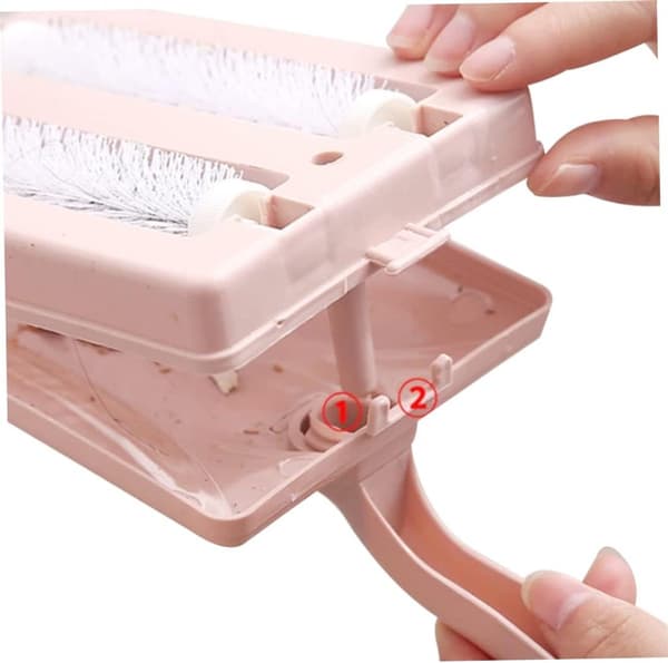 Pink Dual-Roller Carpet Brush for Sofa Cleaning, Handheld Dust Remover Compatible with Most Carpets