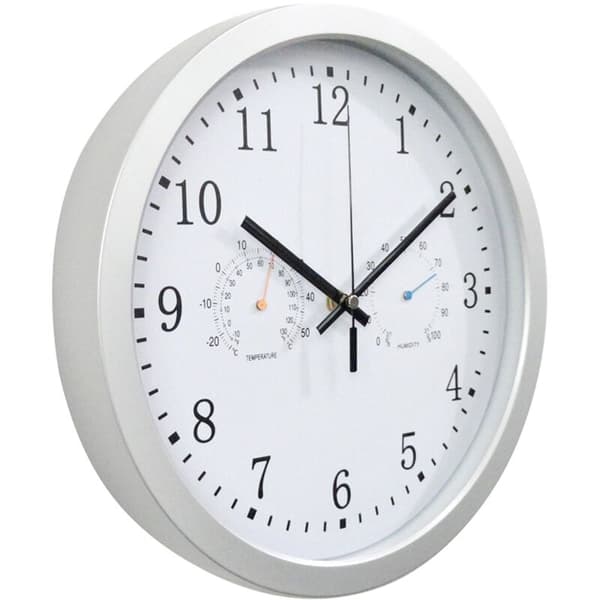 12 inch Automatic Time Setting Scanning Radio Controlled Clock Temperature Hygrometer Wall Clock Silent Design