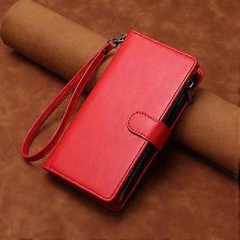 Compatible with Xiaomi POCO X4 Pro 5G Wallet Case Premium Zipper Large Capacity Flip PU Leather Case - Red Red Red