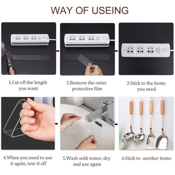 Reusable Super Sticky Nano Magic Tape Double Sided Water Resistant Adhesive Tape