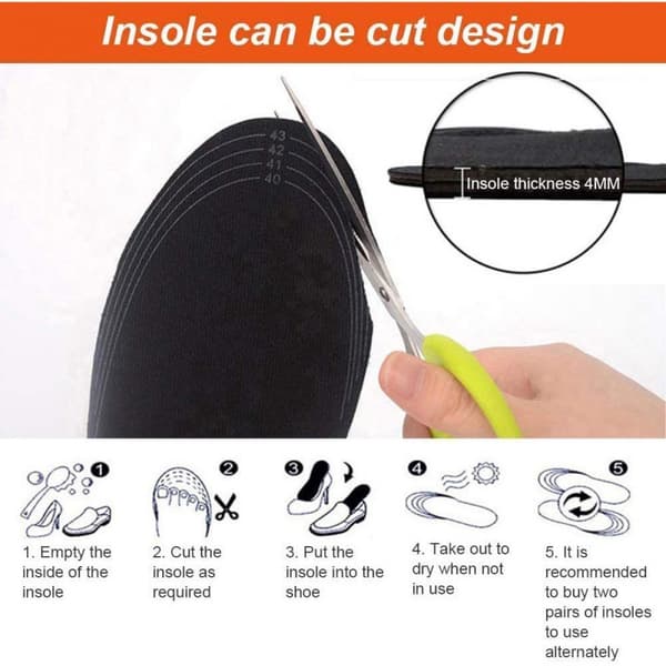 (Size 35-41) Heated Insoles, USB Powered Heating Insoles with Adjustable