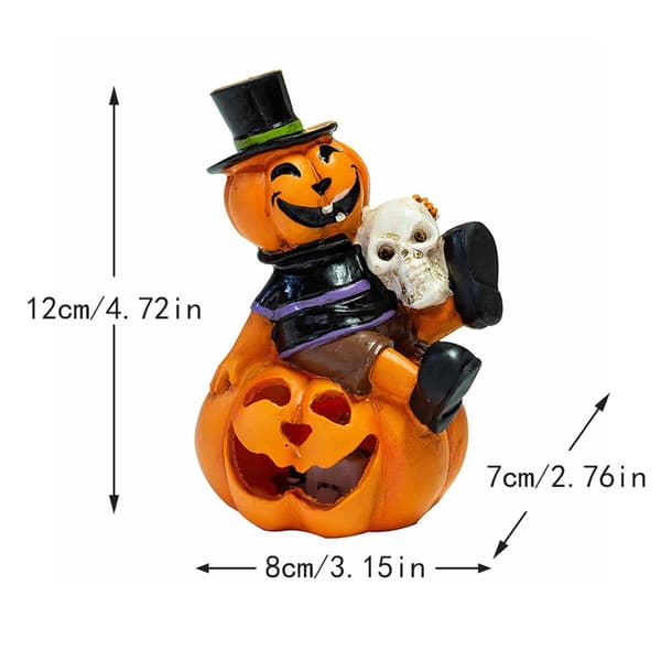 Lyktformet græskar - Dødningehoved LED Græskar Statue Lygte Halloween Græskar Lygte LED Natlys, Græskar Tealight 2 2