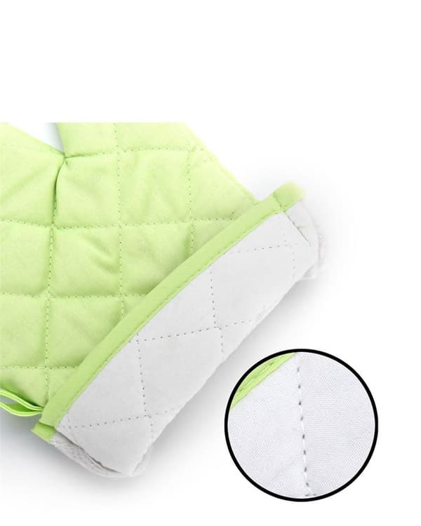 Ugnsvantar, Premium Värmebeständiga Köksvantar Bomull & Polyester Quiltade Överdimensionerade Vantar, 1 Par Grön