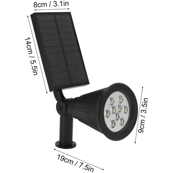 9 LED-chips solcelleprojektør LED solcellelamper til udendørs havegård (hvidt lys)
