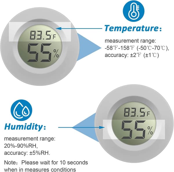 1 stycke vit rund inbyggd elektronisk digital temperatur- och