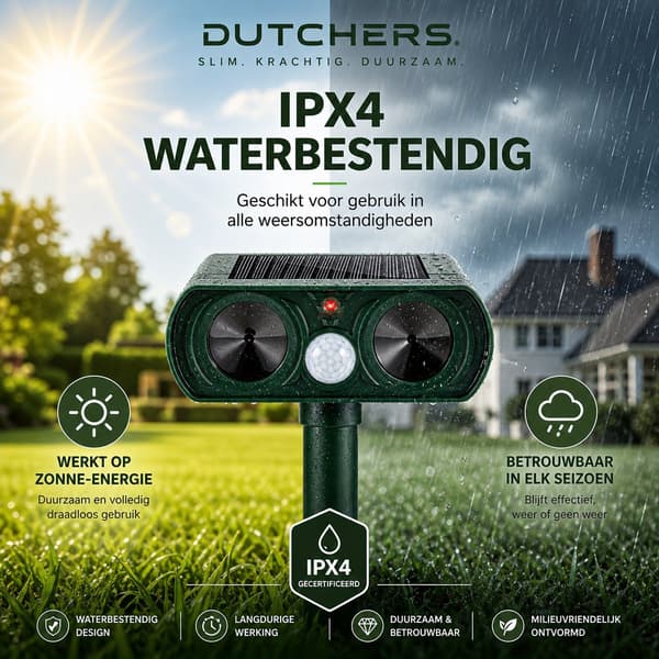 Solar Powered Ultrasonic Animal Repeller with Motion Sensor, 10m Range Pest Deterrent for Garden, Patio, Green