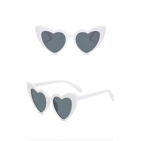 Hjärtformade solglasögon Candy Color Hippy Vintage Solglasögon Glasögon för Fancy Dress Accessoarer Party Cosplay (Vit)