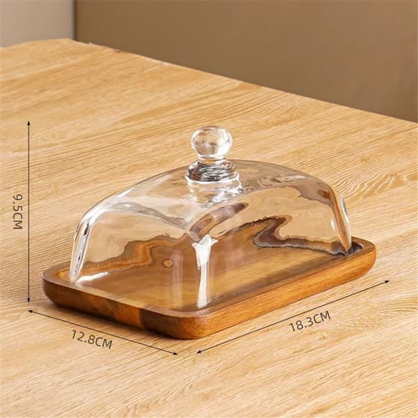 Smørfad i glas, ostefad med glaskuppel, stor smørholder til bord