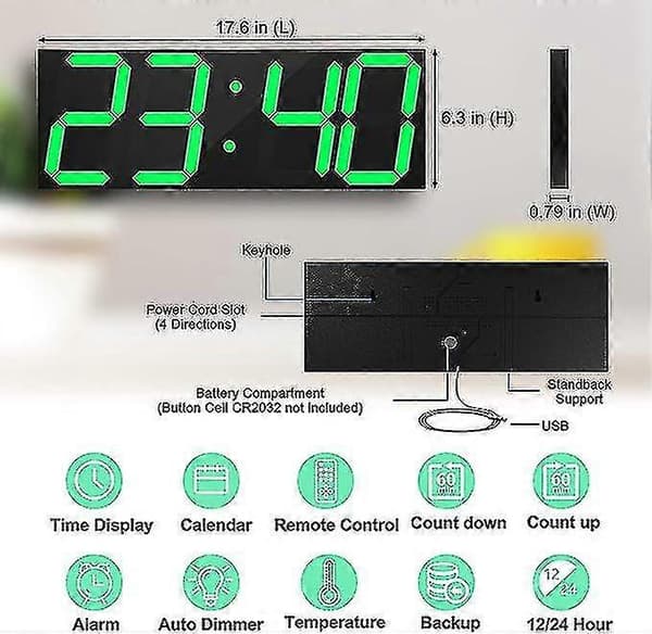 Digital LED Väggklocka, Överdimensionerad Väggklocka Med Siffror