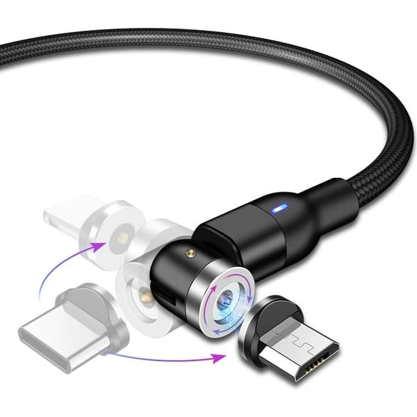540 Magnetisk Kabel Micro-USB Type-C Hurtigopladning Magnetkabel til iPhone 11 Pro, X, Max, 7, 8 Plus