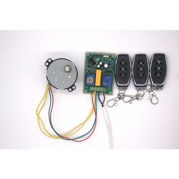 Wireless remote control with 1 receiver + 3 transmitters for tube, garage door radio kit, electric winch motor controller 220V with reverse function