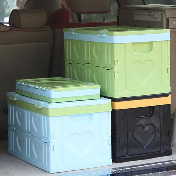 Foldable Storage Box with Lid Car Storage Tool Trunk Storage Box Household Office Organizer 30L - Black