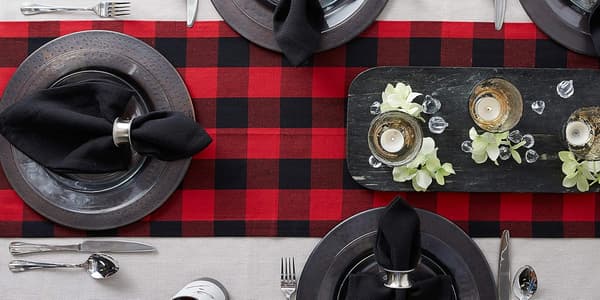 Classic Rustic Table Runner, 30*275cm, Red & Black