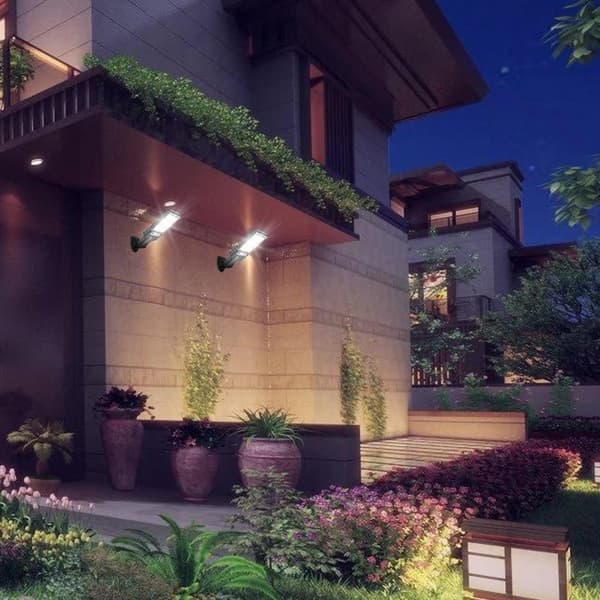 1 pc, LED outdoor wall lamp solar cell, 3 modes, motion sensor, for outdoor use