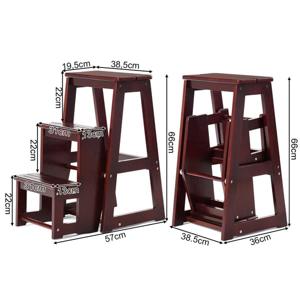 Chair Ladder Stepladder Chair Stool Ladder Step Chair Step Stool Folding Step Ladder 3 Step Brown