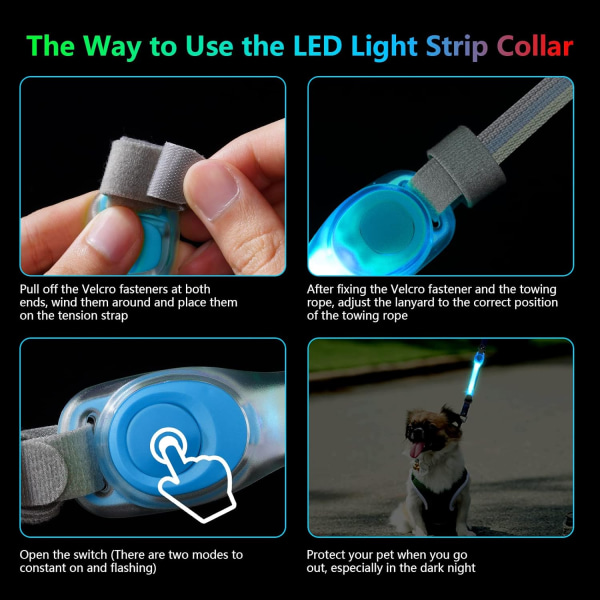 1st blått ljus upp hundkoppel, vattentät blinkande LED-hundhalsband