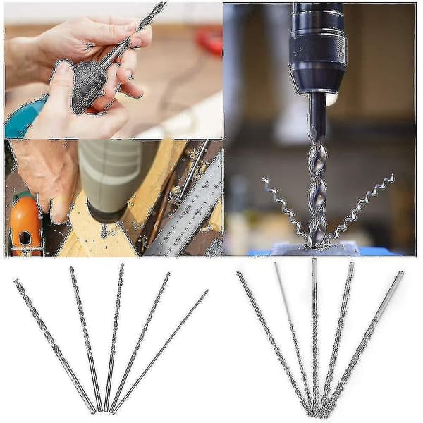 Sett med 5 HSS spiralbor, runde, 5 diametre 2 mm