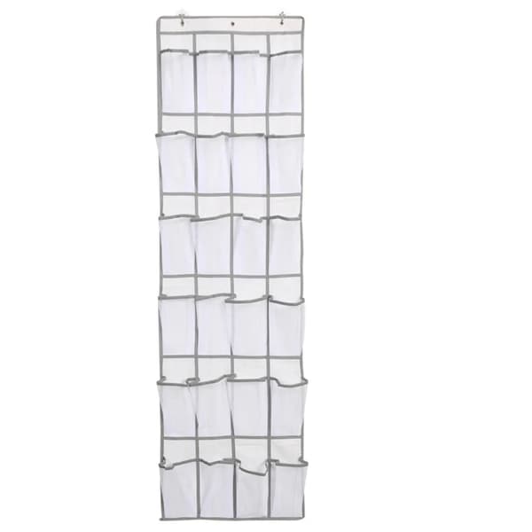 Hanging Shoe Rack, 24 Pocket Hanging Door Storage - White